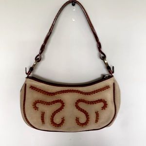 Oscar de La Renta Sued & Hand Woven Leather Bag